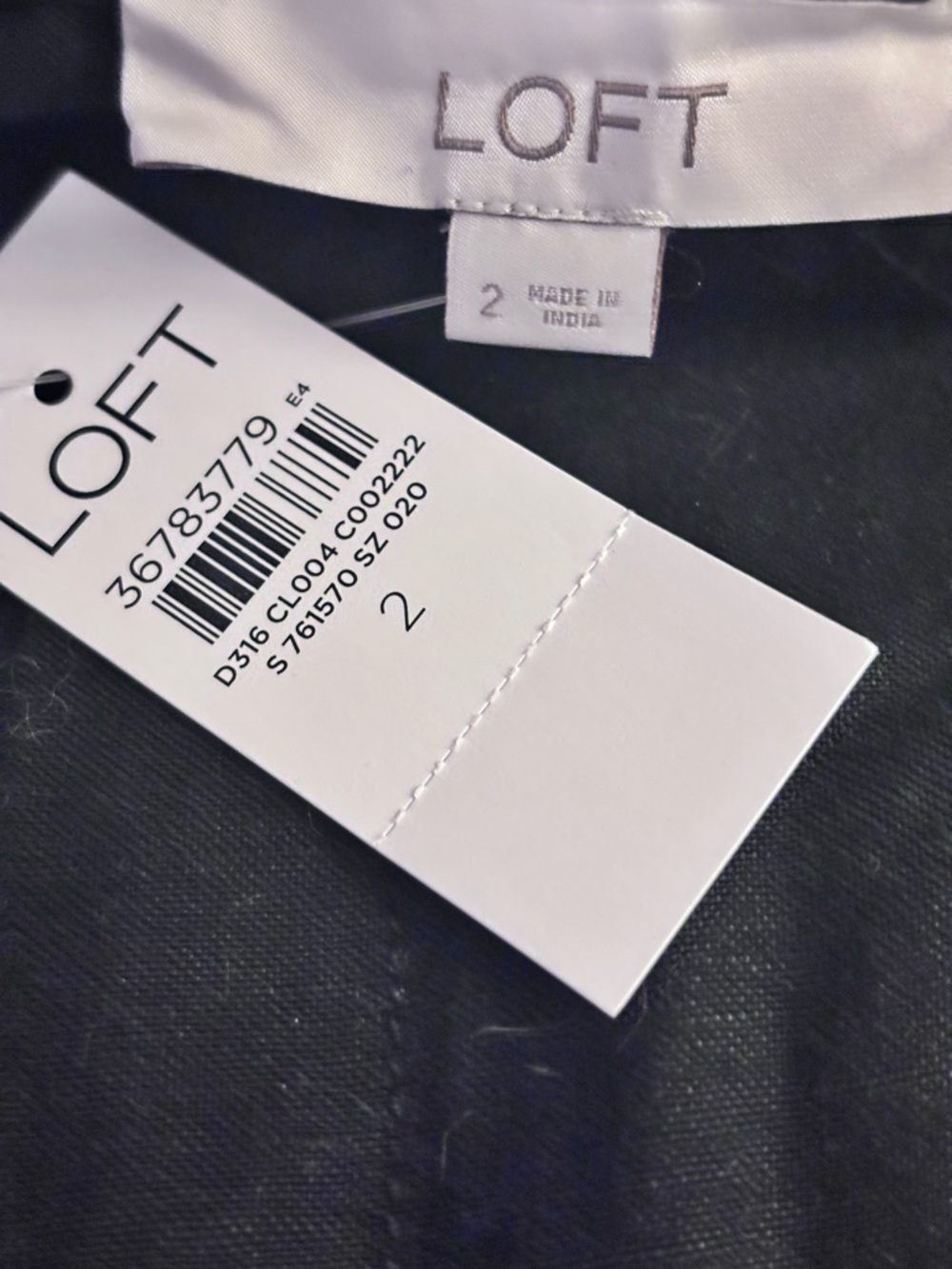 LOFT Black Square-Neck Belted Linen Blend Short Romper with Tortoiseshell Buckle - Picture 8 of 8